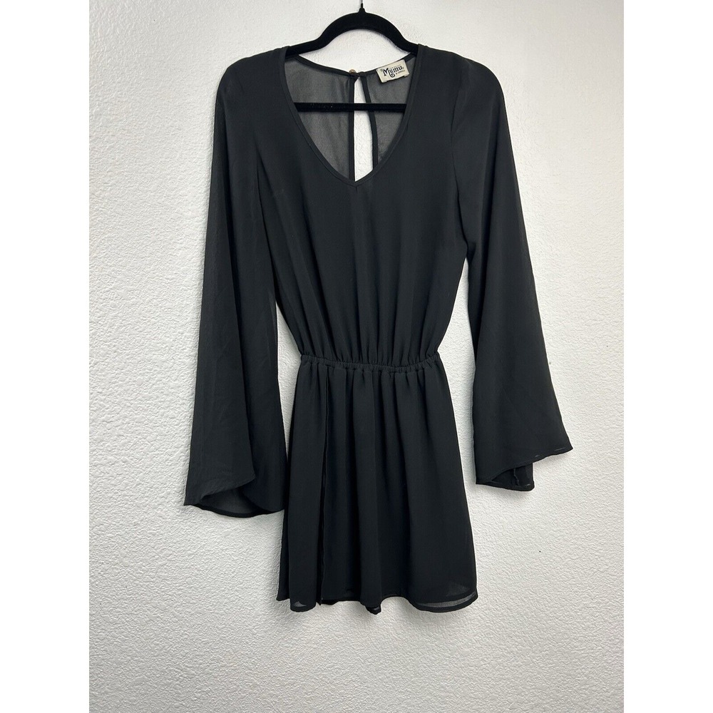 Show Me Your Mumu Womens Size XS Flare Sleeve Runaway Mini Black Dress Corporate